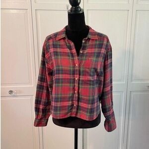 American Eagle Full-length Plaid Button down longsleeve patchwork gorpcore large